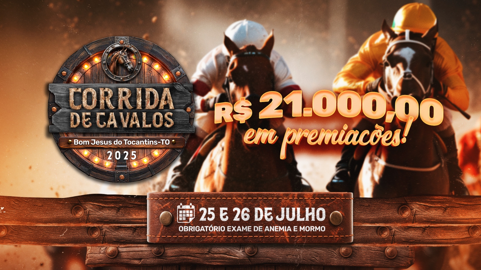 Corrida de Cavalos 2025 promete emoção e grandes prêmios em Bom Jesus do Tocantins
