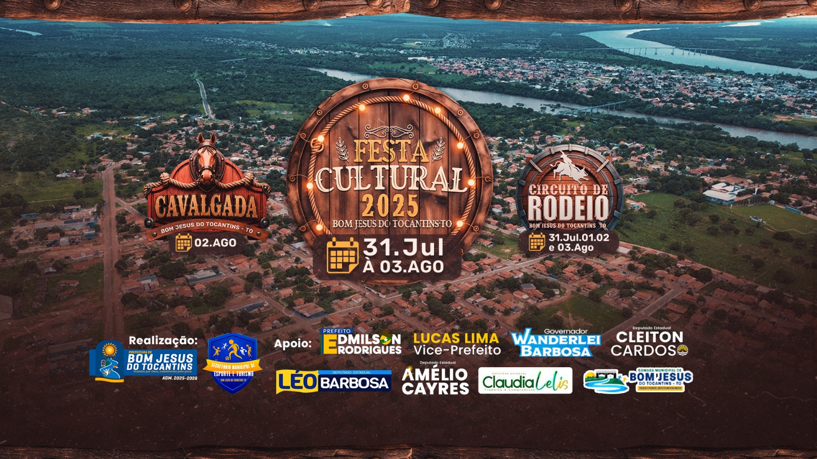 A  sétima edição da Festa Cultural 2025 tem início nesta quinta-feira 31 de Julho em Bom Jesus do Tocantins-TO.